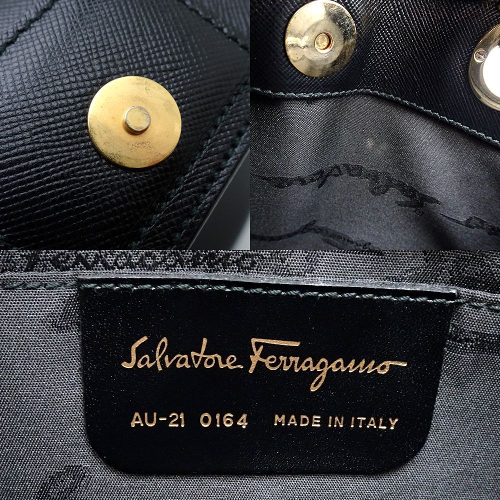 Ferragamo レザーブラック7 1/2 Salvatore Ferragamo サルヴァトーレフェラガモ ハンドバッグ