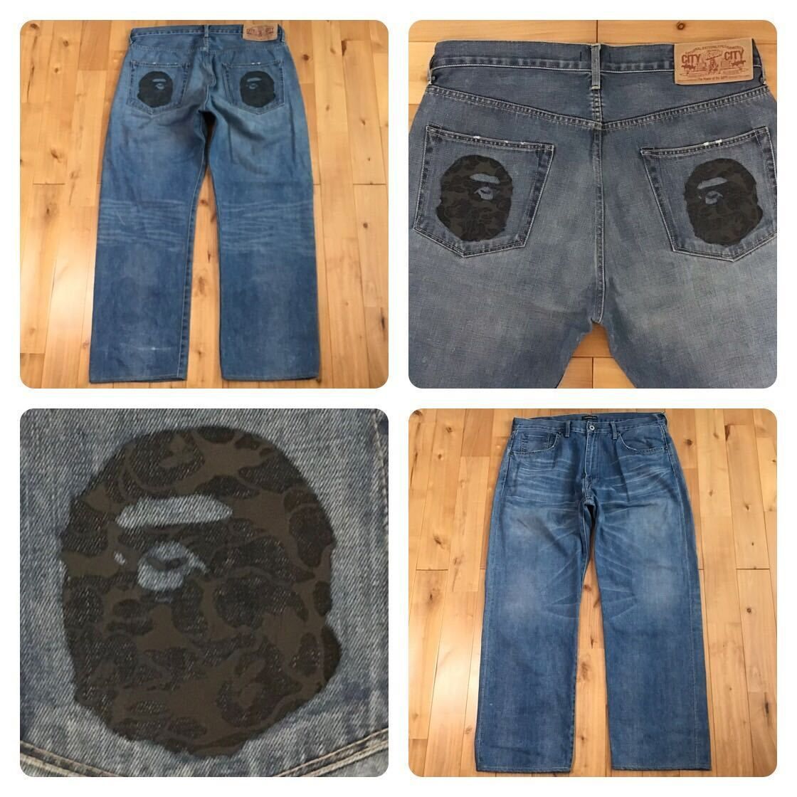 ☆青山限定☆ XL APE HEAD LOGO Denim Pants a bathing ape BAPE camo 