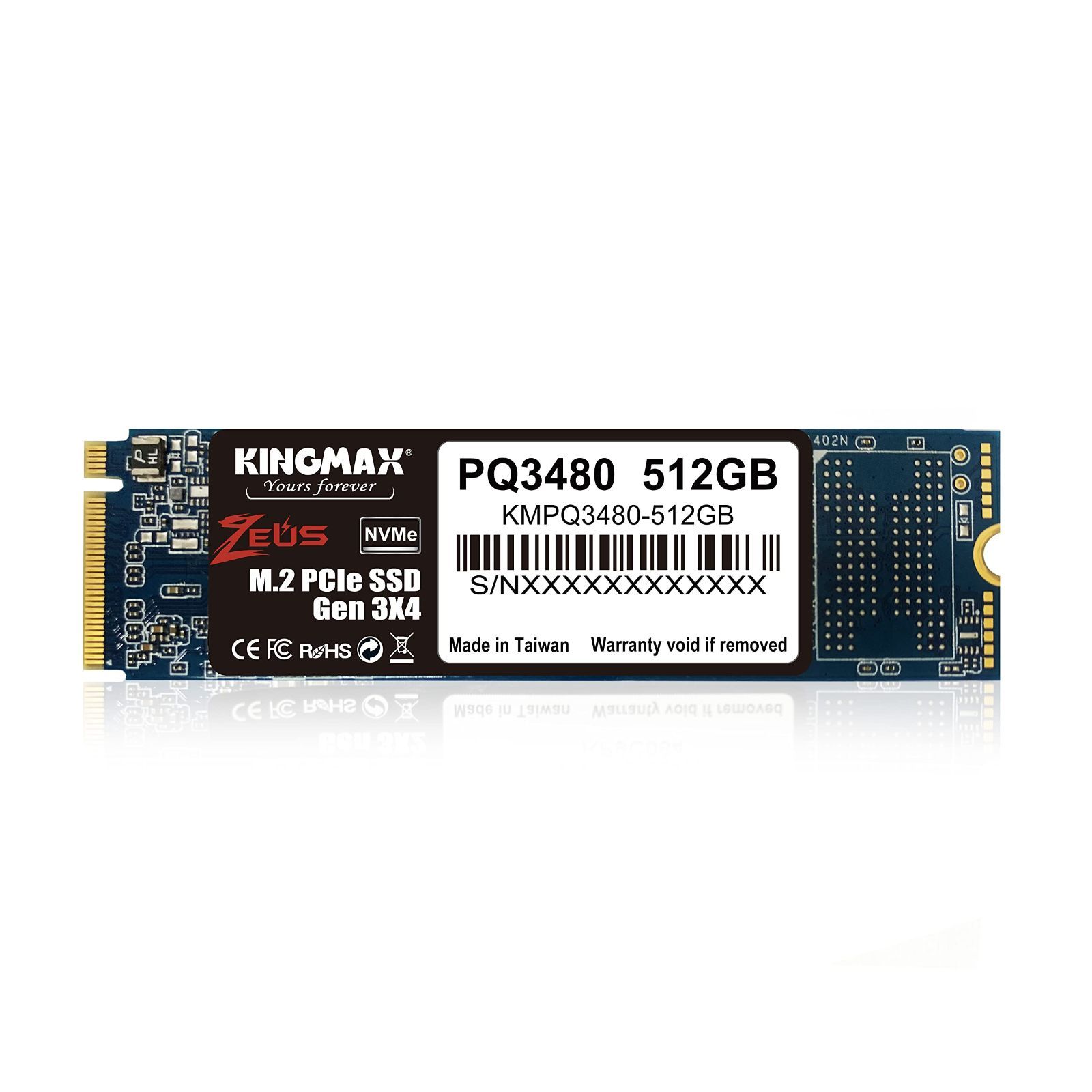 新品 正規代理店品 3年 (最大読込:1950MB/s) Gen3x4 PCIe KMPQ3480-512G4 NVMe Type2280 PQ3480シリーズ 512GB M.2 SSD KINGMAX