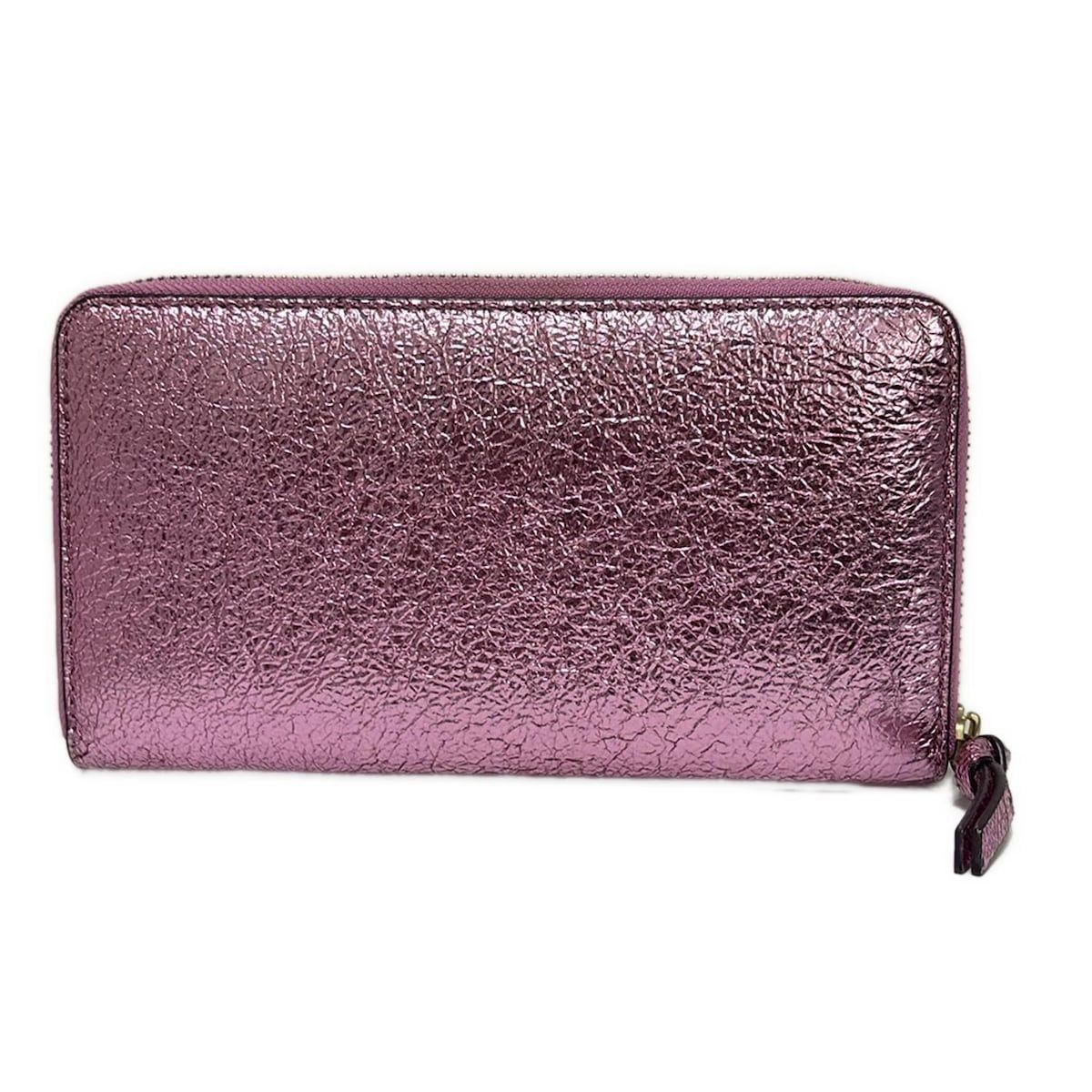 美品✨　トリーバーチ　折り財布　薄ピンク　レザー　ラウンドファスナー　エンボス TORY BURCH トリーバーチ 財布 レザー シーア ロゴ バイ