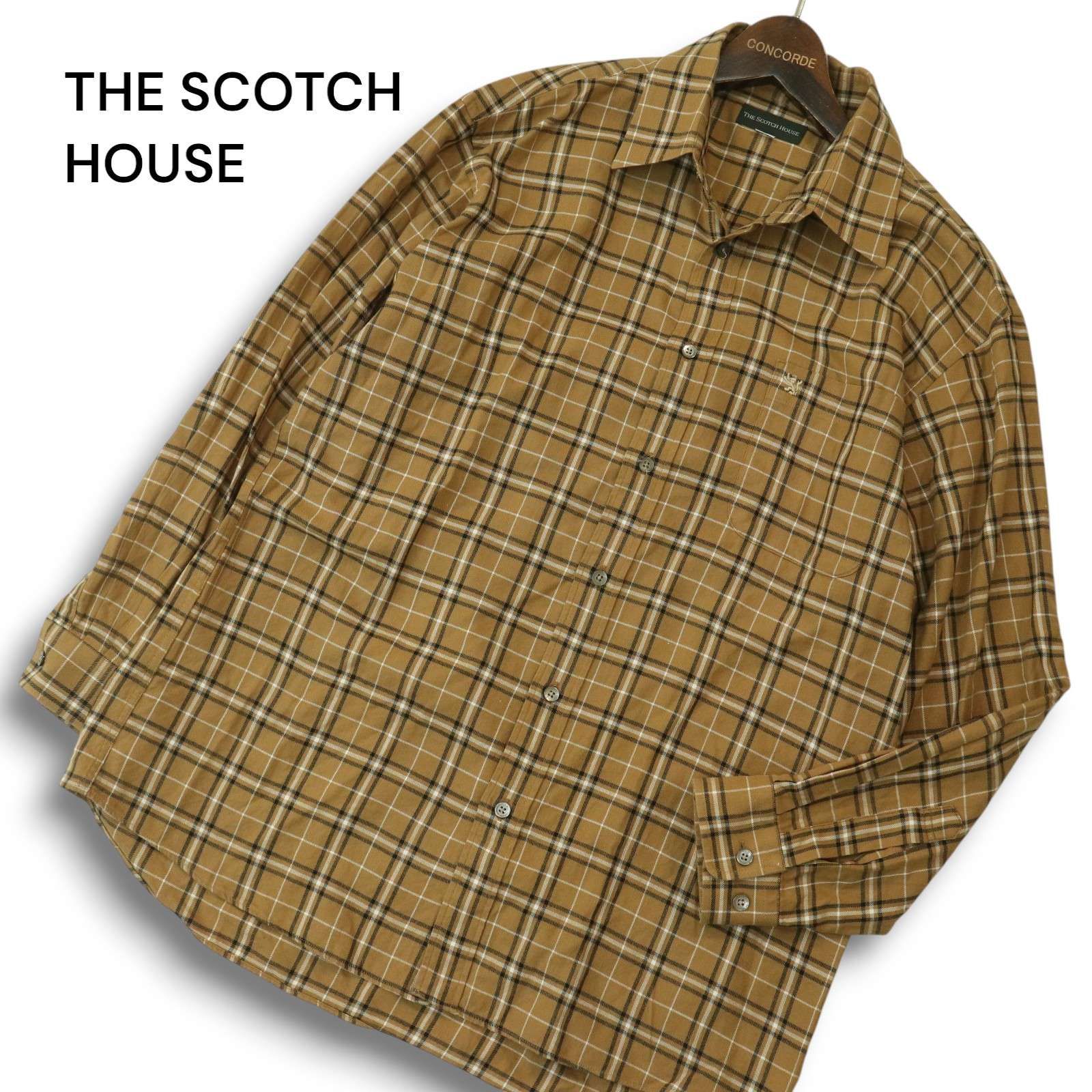THE SCOTCH HOUSE スコッチハウス 通年 長袖 チェック柄 ロゴ刺繍 