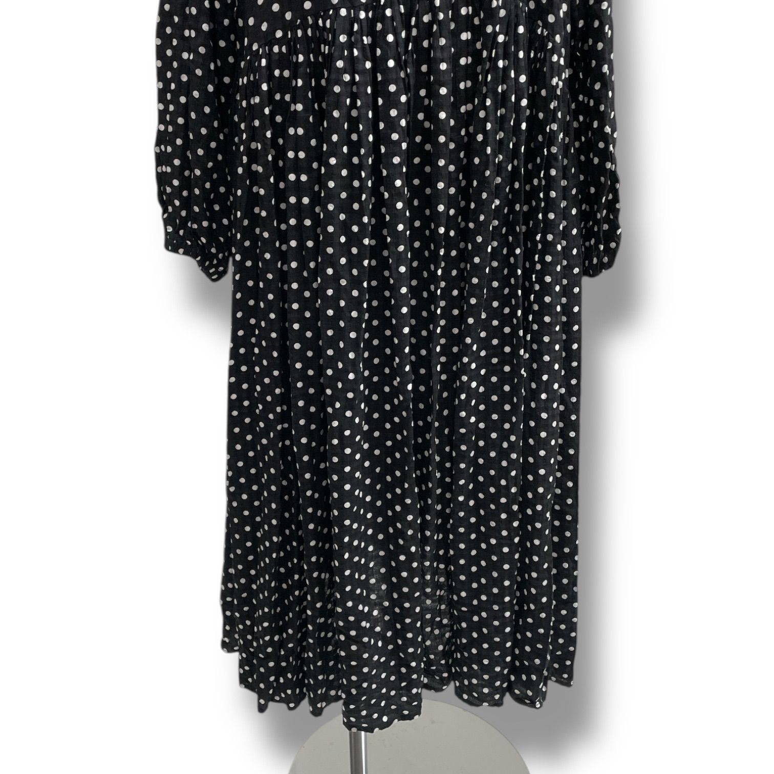 BEARDSLEY ビアズリー ドットギャザーワンピース ドレス ロング