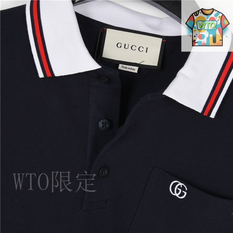 【は】GUCCI 黒 ポロシャツ 刺繍付き襟 GUCCI グッチ サイズ:L 523059 X9U96 襟エンブロイダリー刺繍