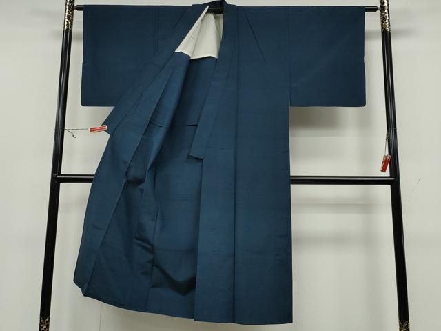 平和屋着物▽男性 紬 単衣 青藍色 正絹 逸品 CAAW2818ut 平和屋