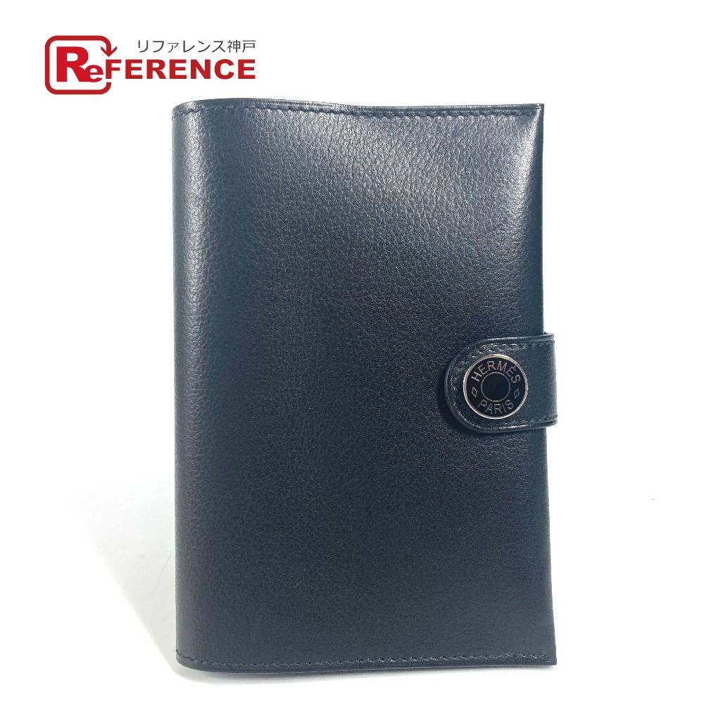 HERMES エルメス パスポートケース RMS ロゴ レザー ブラック
