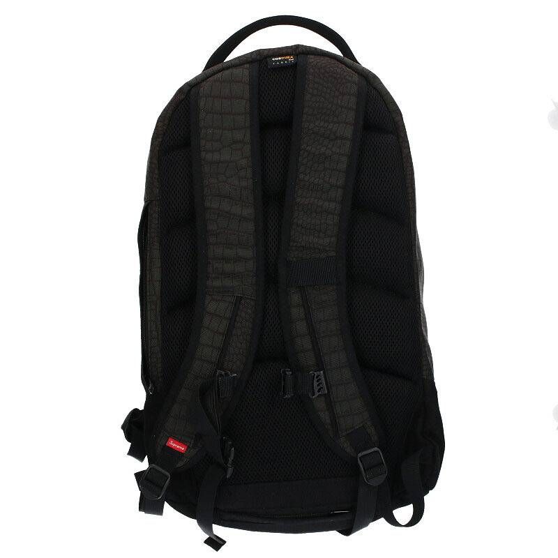 シュプリーム  13SS  Croc Backpack クロコダイル柄ボックスロゴナイロンバックパック メンズバッグ