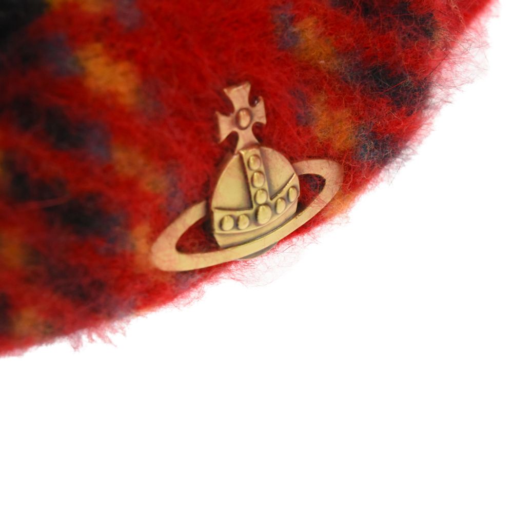 Vivienne Westwood】 クロシェ、ベレー帽 ワッペン 赤チェック