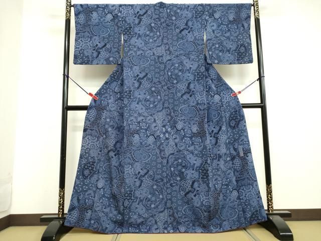 平和屋着物●前田仁仙　仁仙更紗　小紋　更紗花文　正絹　逸品　DAAV1373tw 平和屋着物○前田仁仙 仁仙更紗 小紋 更紗花文 正絹 逸品 DAAV1373tw