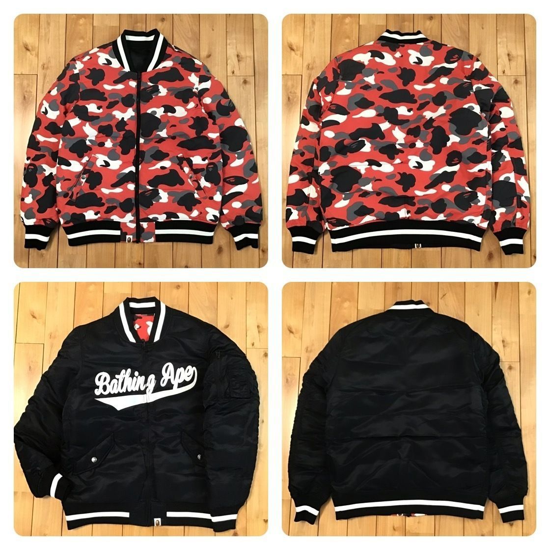 リバーシブル MA-1 ダウンジャケット Mサイズ a bathing ape BAPE camo 