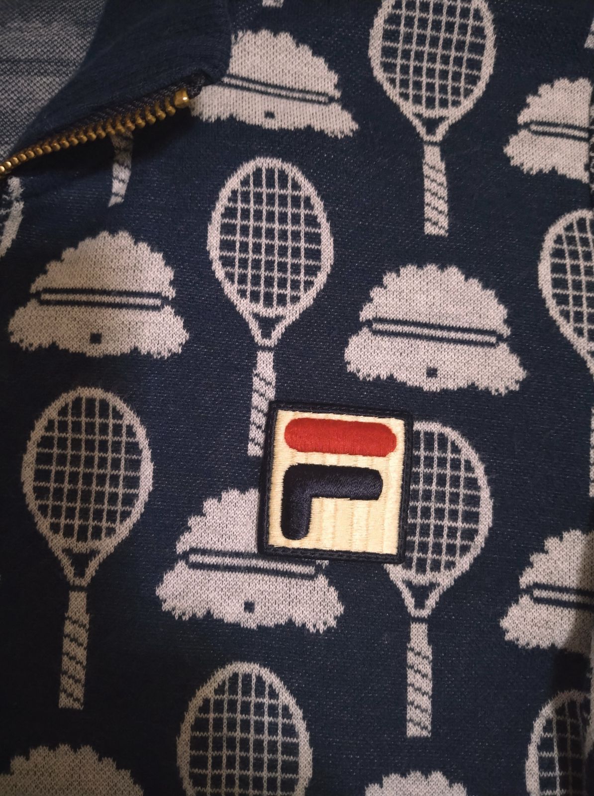 FILA フィラ テニス ジャケット Lサイズ 美品 プードル犬柄 紺色 