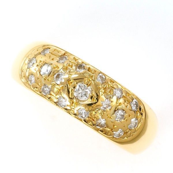 K18YG リング ring 指輪 12.5号 ダイヤ 0.35 カード鑑別書 総重量約9.7g