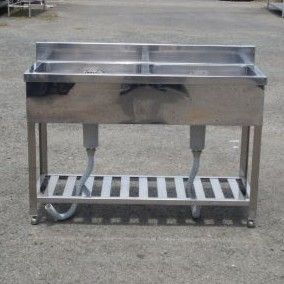業務用 ステンレス 2槽 シンク W1200 D450 H800 100 mm 厨房 W120cm 槽内寸W538D340深250mm
