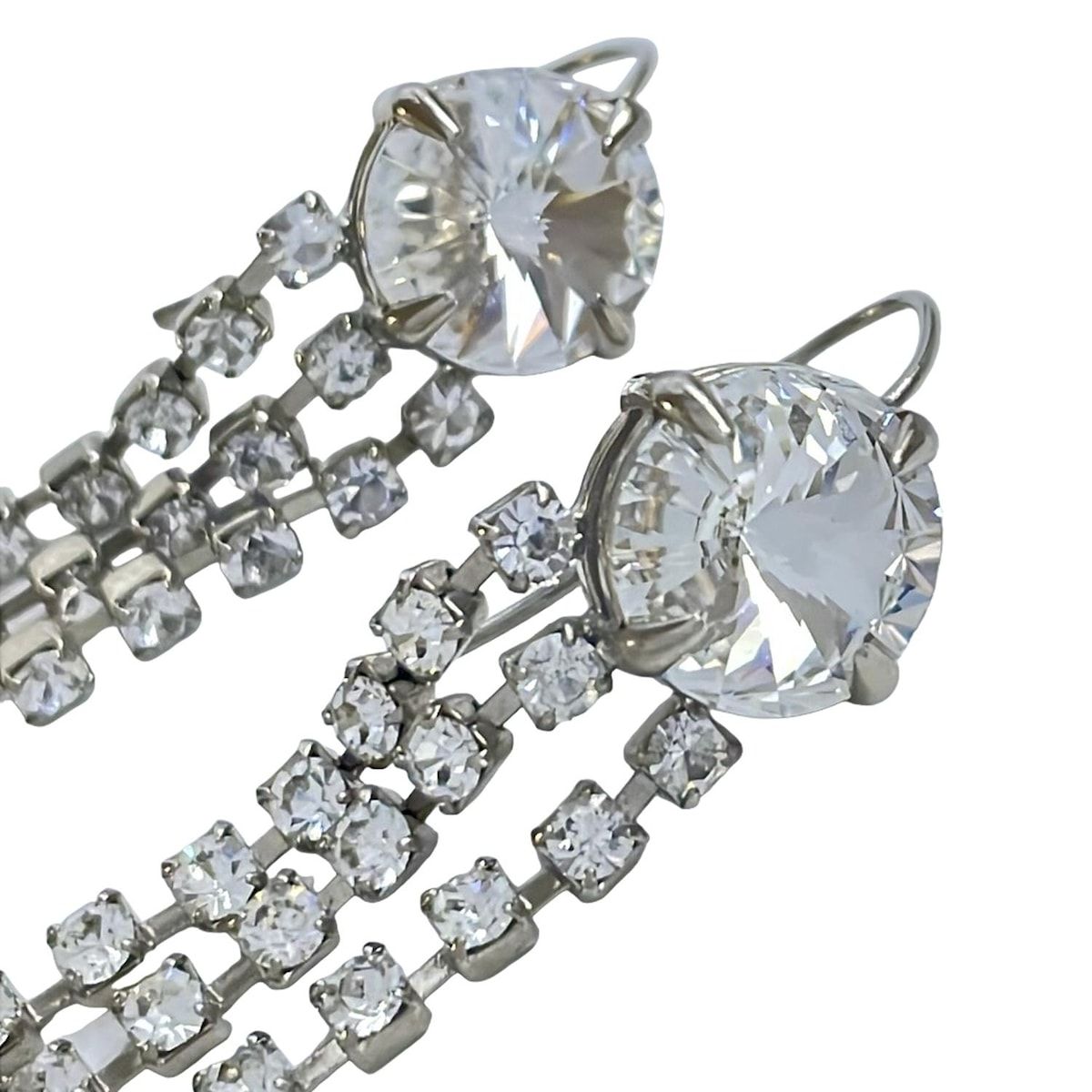 極美品 miumiu ✦.* ピアス シルバー miu ミュウミュウ MIU PIERCED EARRINGS クリスタル付 メタル