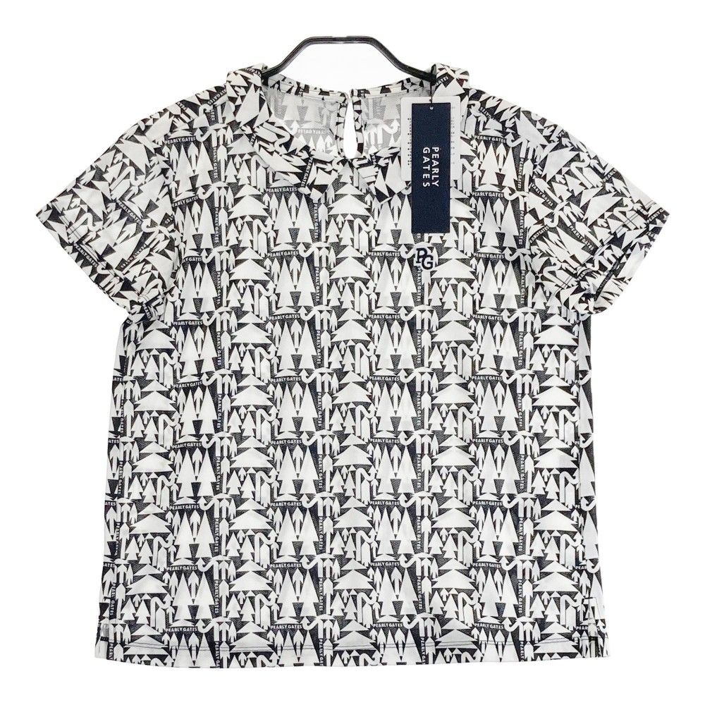 サイズ 1 PEARLY GATES パーリーゲイツ 襟付 半袖Tシャツ 総柄 ブラック系 240101432719 ゴルフウェア レディース ストスト