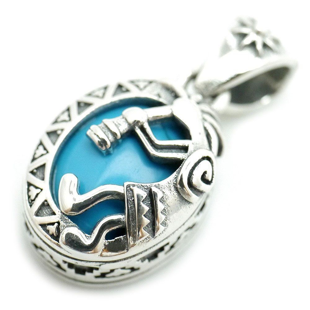 シルバーワン ターコイズ シルバー925 ココペリ ペンダントトップ メンズ ko 左向 charm