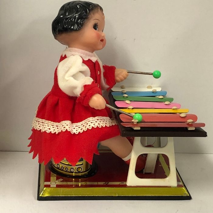3 ジャンク品 LITTLE PERFORMER ゼンマイ式 鉄琴 ブリキ 少女