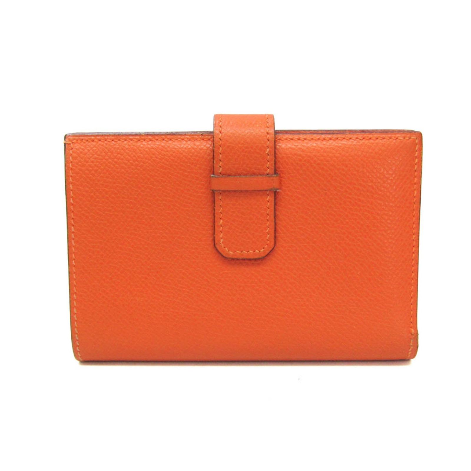 エルメス Hermes ベアン メンズ レディース ボックスカーフ 財布 二つ折り オレンジ