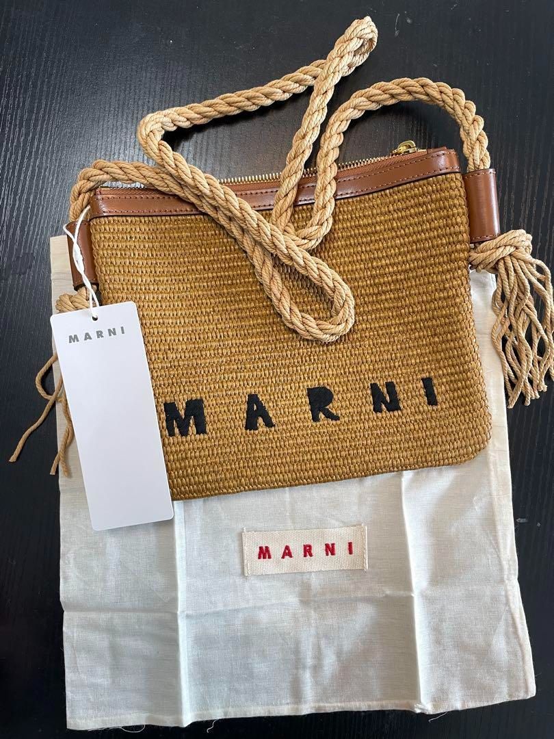 オンラインショップ ショルダーバッグ マルニ MARNI コットン×ナイロン 鞄 刺繍 ロゴ バッグ