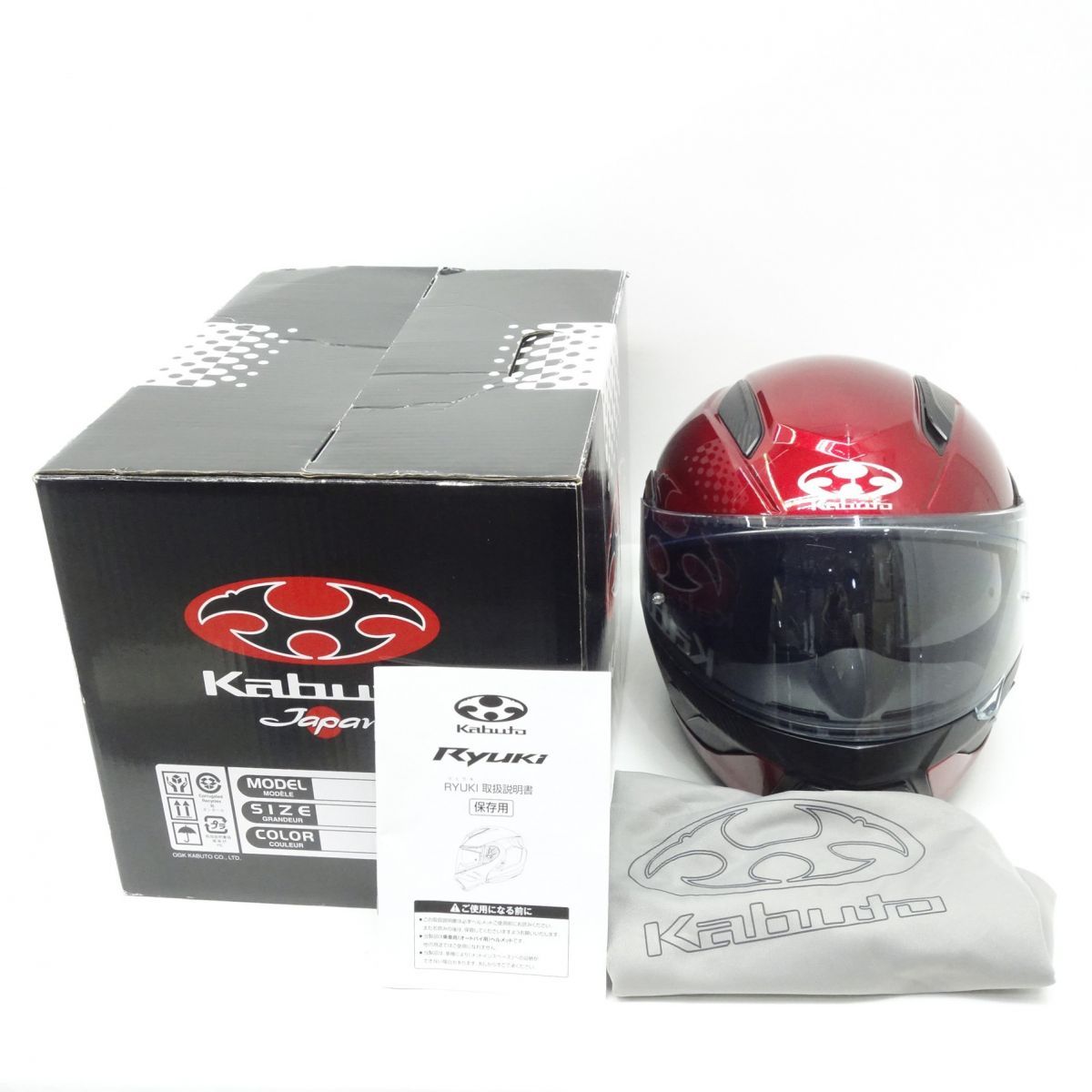 OGK KABUTO|オージーケーカブト RYUKI シャイニーレッド Mサイズ システムヘルメット