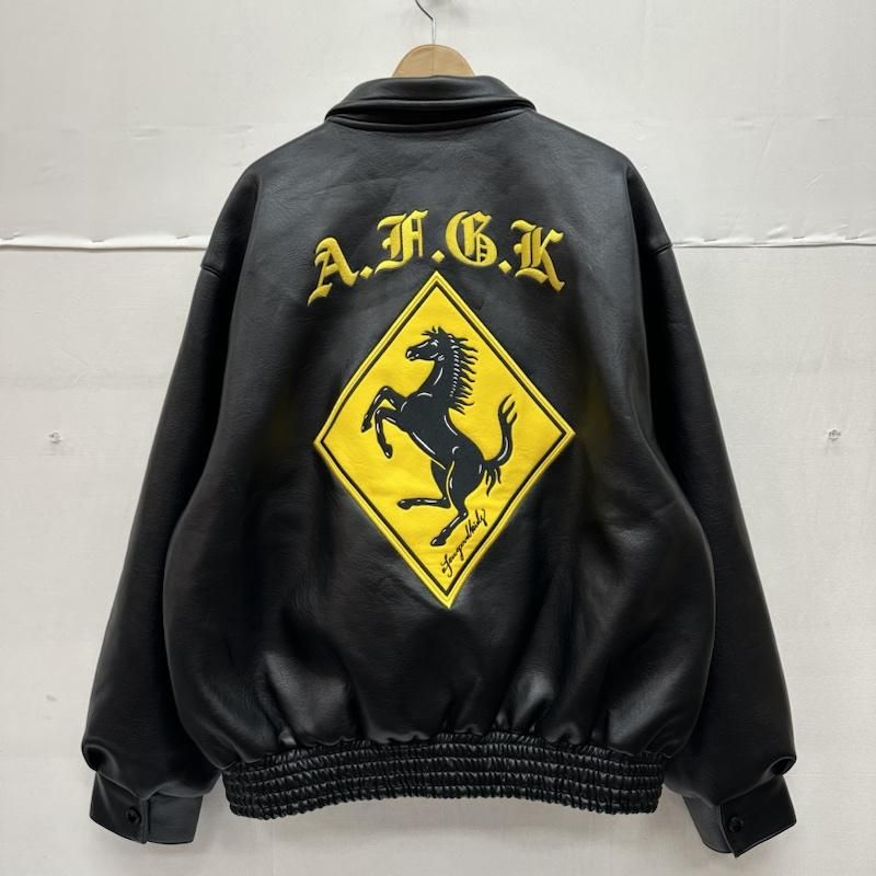 古着 ジャケット 上着 ジャンパー ブルゾン A FEW GOOD KIDS 合皮 ワッペン フェイク レザー ジャケット AFGK