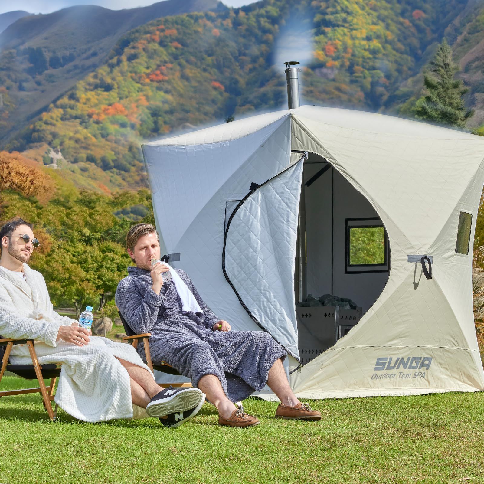 サウナテント ポップアップ式で設営簡単