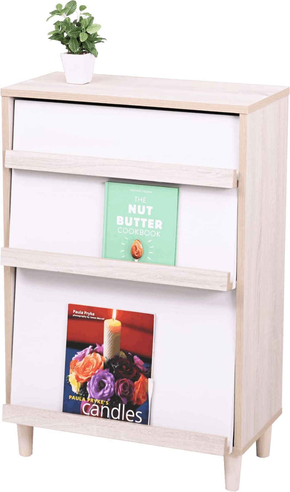 スリムラック モダン 脚付き ロータイプ 2段 リビングボード 小さめ 幅60 サイドボード 北欧 雑誌 フラップ扉 キャビネット 収納 おしゃれ ディスプレイラック FSI-0002-NAWH JKプラン