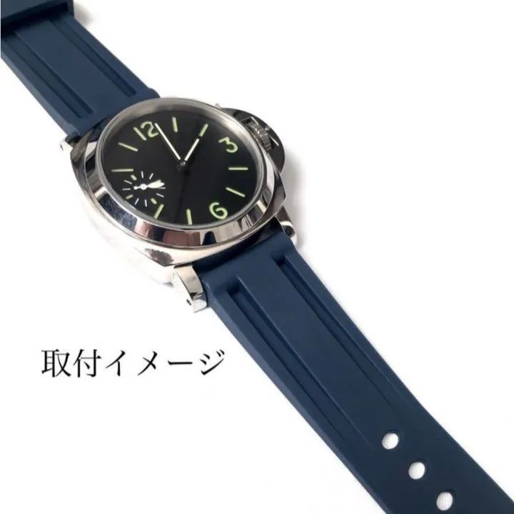 腕時計 メンズ用 シリコン ラバーベルト 22mm ネイビーブルー 紺