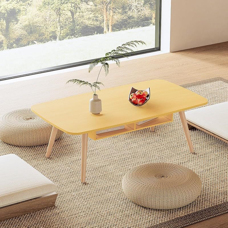 【新着商品】テーブル ローテーブル 幅100×奥行50×高さ42.5cm リビングテーブル センターテーブル 机 デスク 引き出し付き 棚付き 省スペース ミニテーブル 天然木 木目 木製 北欧 木 一人暮らし シンプル 可愛い おしゃれ