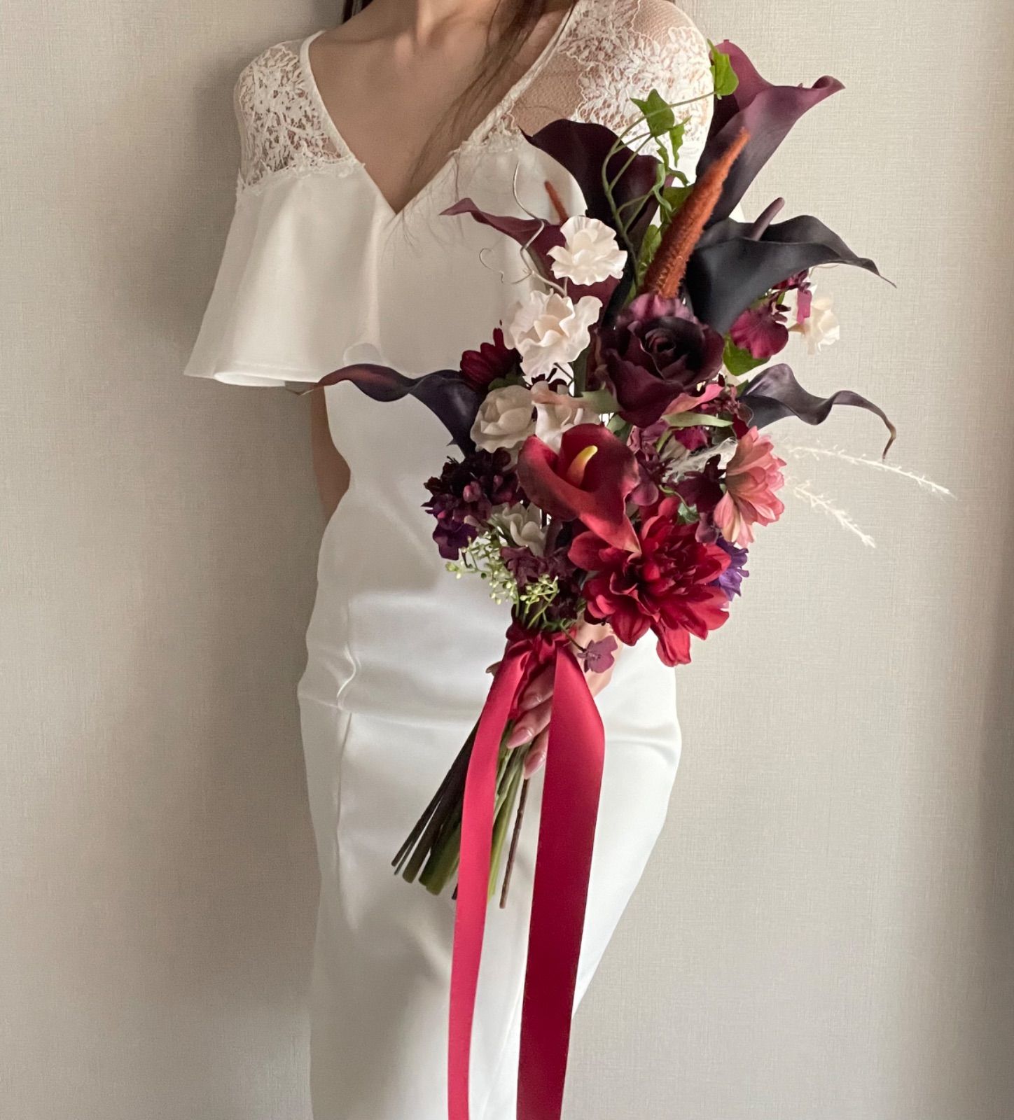 ウエディングブーケ ブートニア付き カクテルドレス アーティ