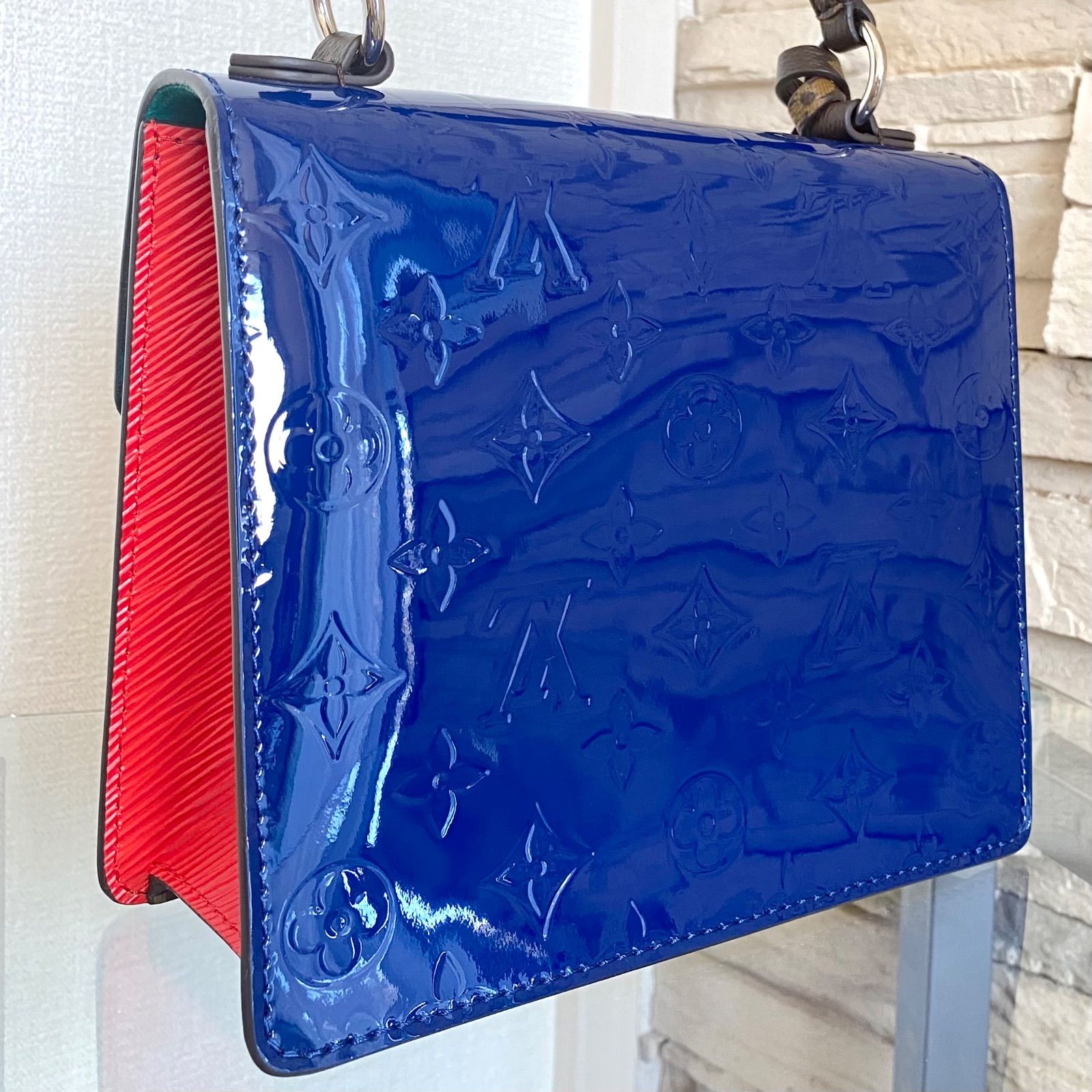 【新品・未使用】ルイヴィトン　スプリング ストリート PM ヴェルニ　ブルー 新品・未使用】ルイヴィトン スプリング ストリート PM ヴェルニ