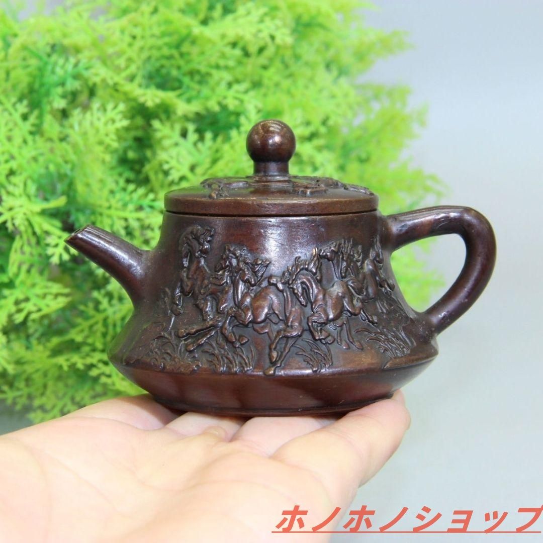 銅 細工 八駿図茶壺 銅壺 墨壺 水滴壺 文房具 装飾品 工芸品 置物 銅 細工 八駿図茶壺 銅壺 墨壺 水滴壺 文房具 装飾品 工芸品