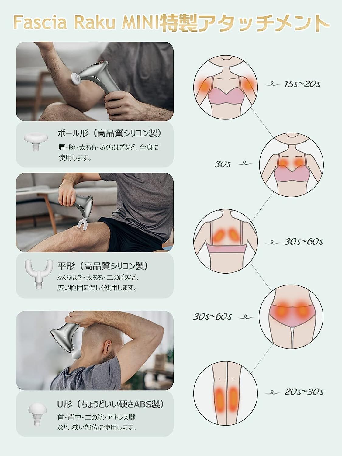 筋膜リリースガン シリコンヘッド 温熱機能付き 6段階強力振動 超強力