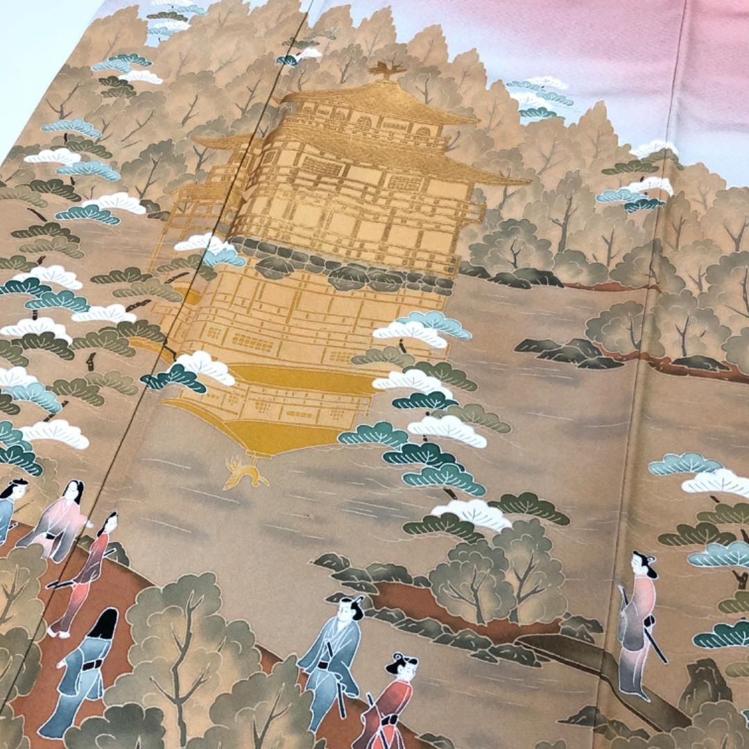 訪問着 友禅作家 おだに武士 金閣寺 人物 風景 松 トールサイズ