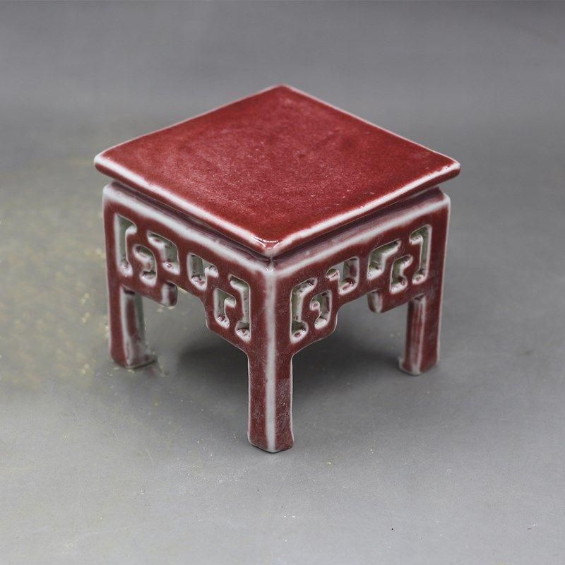 大清乾隆紅釉茶託杯託 茶道具 香道具 陶磁器 現代工芸品 美術品