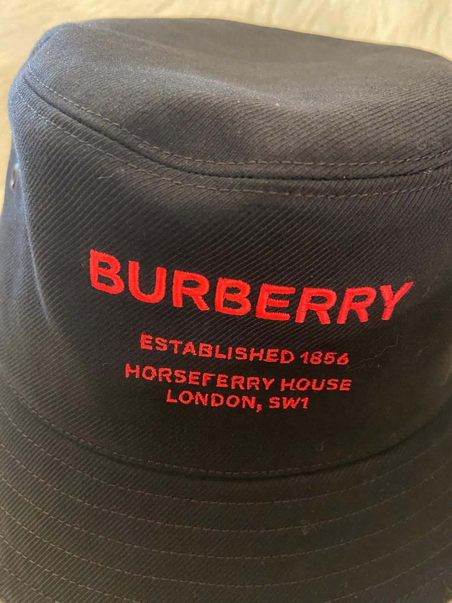 BURBERRY バーバリー　ホースフェリーモチーフ コットン バケットハット バーバリー】ホースフェリーモチーフ コットン バケットハット