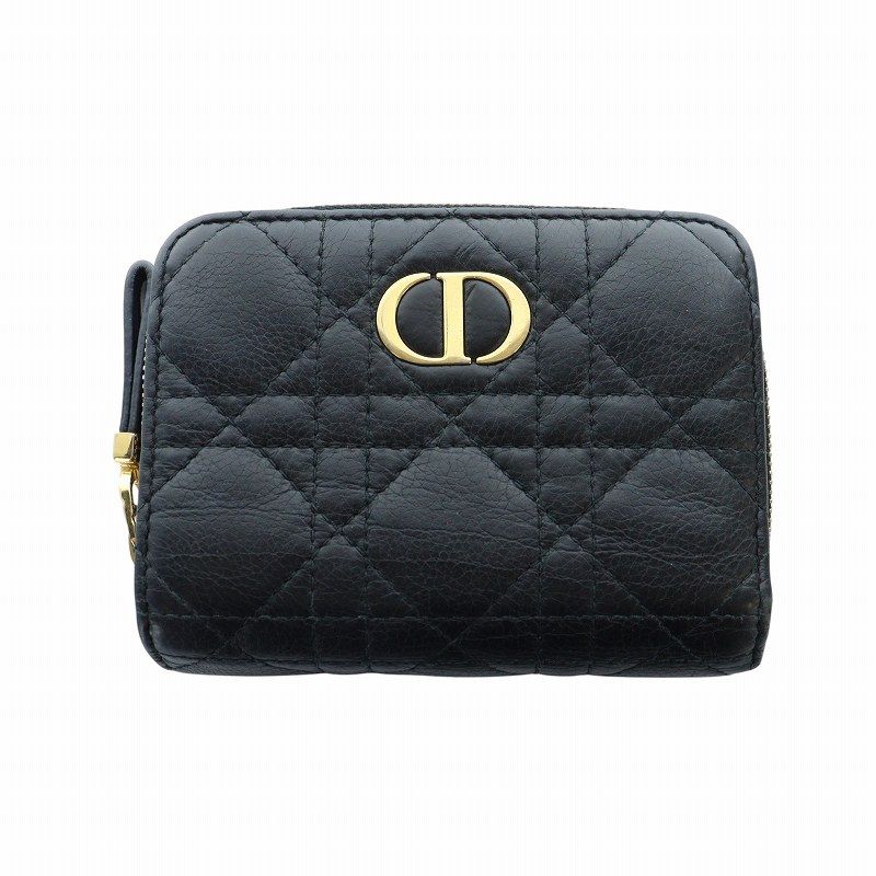 DIOR キルティング　折り財布 Dior 黒 キルティング 二つ折り財布 - メルカリ