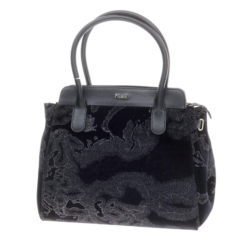 中古】プリマクラッセ PRIMA CLASSE ベロア ハンドバッグ ブラック  
