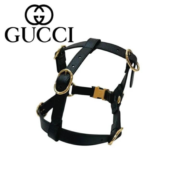 GUCCI グッチ ハーネス 692963 イヌ用 レザー ブラック ユニセックス