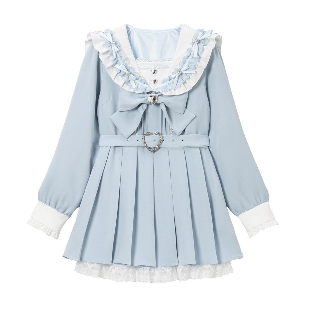 夢展望公式 [新品未使用] セーラービジューレースフリルワンピ