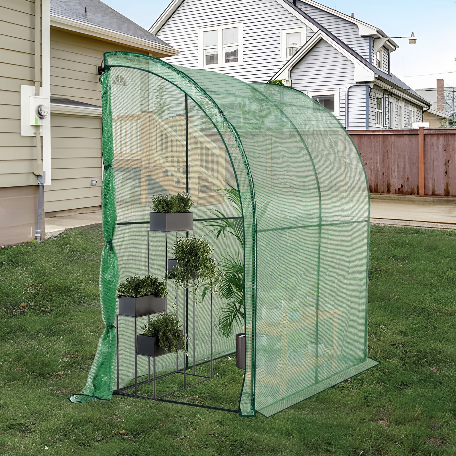 送料 大型PVC温室 143x143x195cm、耐荷重8kg/棚 無料フラワー