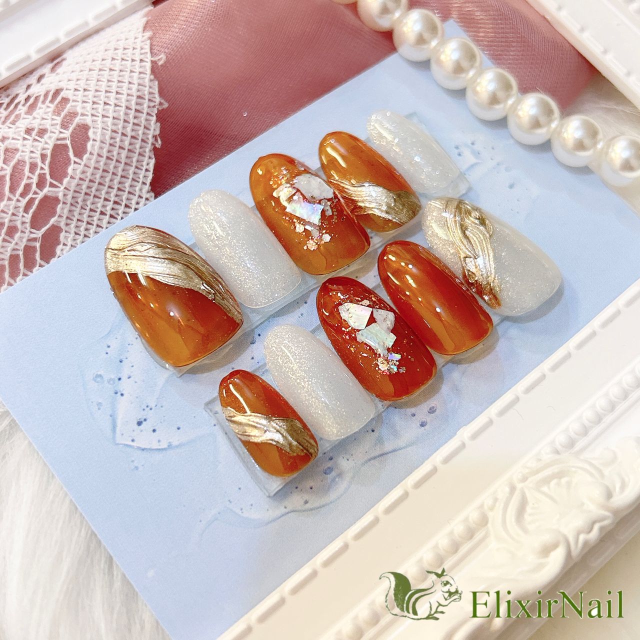 ニュアンスネイル オレンジ ちゅるん ネイルチップ ハンドメイド ニュアンスネイル オレンジ ちゅるん ネイルチップ ハンドメイド