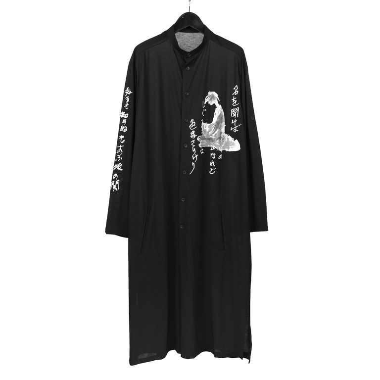 YOHJI YAMAMOTO C/Ny JERSEY B HANDWRITTEN PRINT LONG BLOUSE