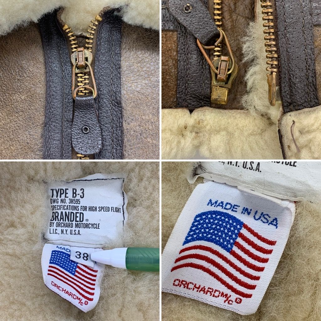 ORCHARD MOTORCYCLE B-3 FLIGHT JACKET USA製 サイズ38 オーチャード 