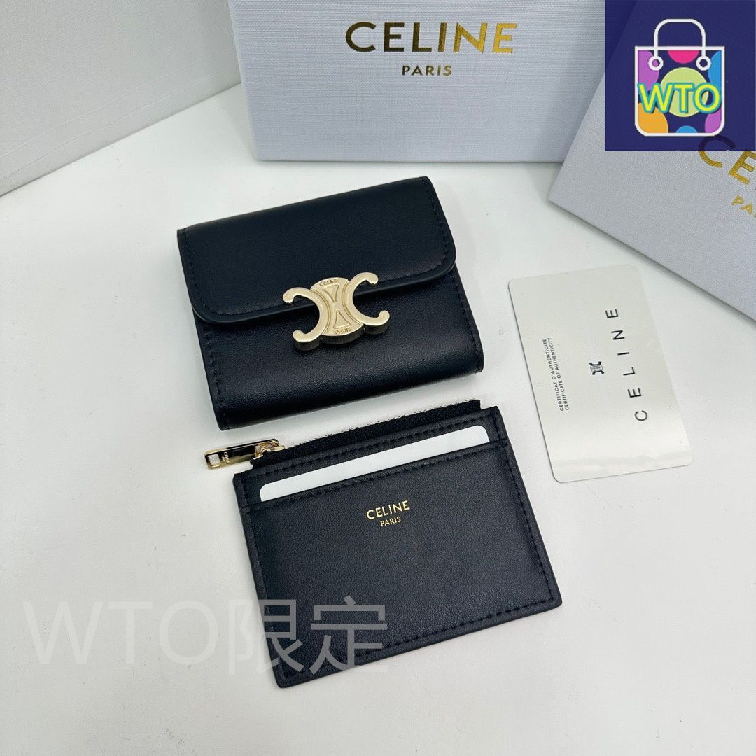 今日WTO】Celine セリーヌ 凱旋門ショート財布セット 頭層牛皮