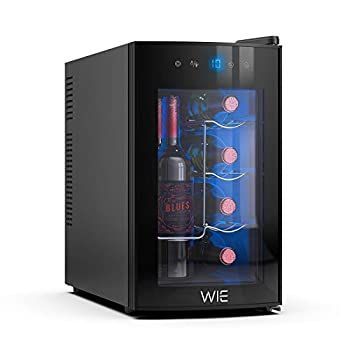 WIE ワインセラー 8本収納 最新ペルチェ式 省エネ 小型 コンパクトモデル ワインクーラー PSE安全認証 紫外線UVカットグラス 温度設定 デジタル