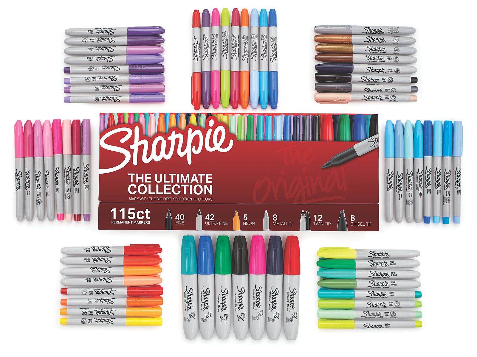 Sharpie シャーピー 公式 パーマネントマーカー 115本 セット 油性 ペン マーカー 細字 細 2種ペン先 速乾 耐水 並行輸入品