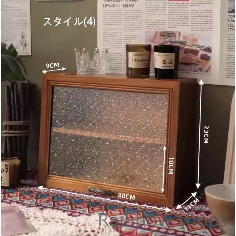 新品未使用】ミニ食器棚 木製 ガラス扉 おしゃれ キッチン収納棚