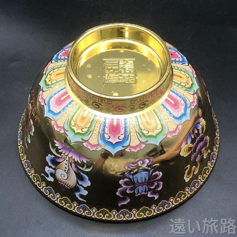 銅器 ?金碗 吉祥八宝碗 色絵法宝碗 装飾品 工芸品 美術品