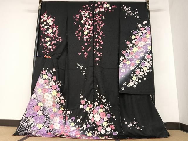 華やかな花柄の着物　振袖　舞花文　暈し染め　洗える着物★　大衆演劇 華やかな花柄の着物 振袖 舞花文 暈し染め 洗える着物☆ 大衆