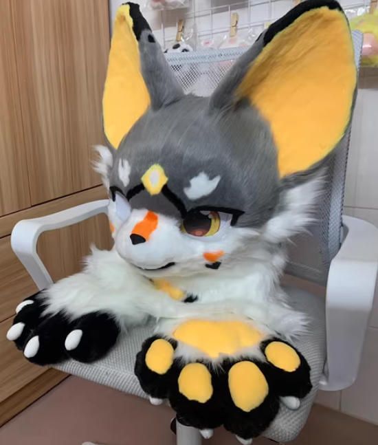 【 全国無料で届け】 ファースーツ 着ぐるみセット NO.250 キツネ グレー 灰色 ケモノ ファースーツ 全頭ヘッド ぬいぐるみ コスプレ コスチューム